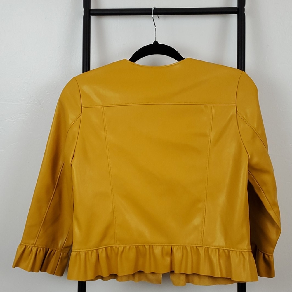 Zara Basic Outerwear Yellow Full Zipper Jacket Si… - image 4
